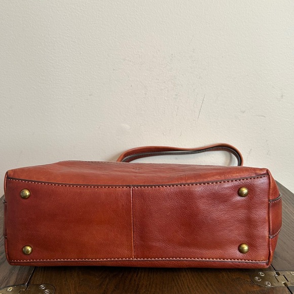 FRYE Ring Brown Cognac Leather Hobo Tote Purse - Picture 8 of 16